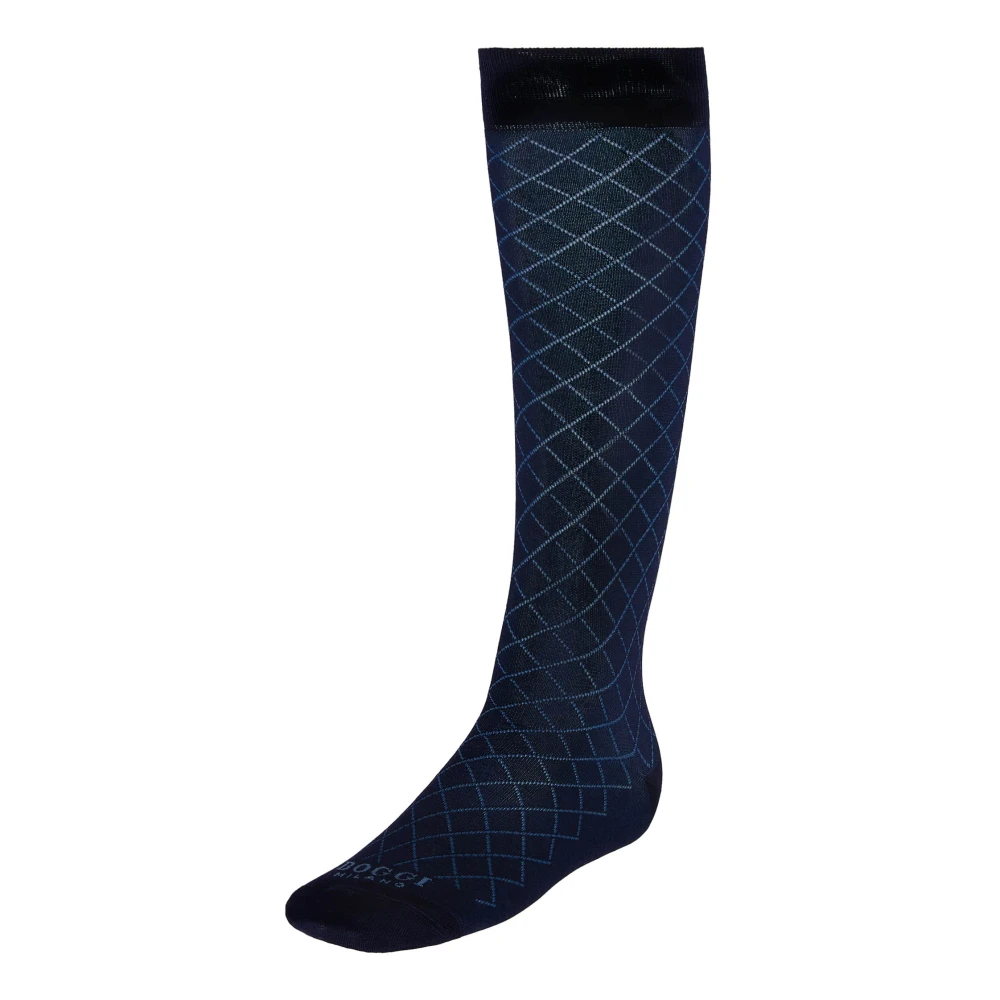 Boggi Milano Sokken met geometrisch patroon van katoenmix Blue Heren