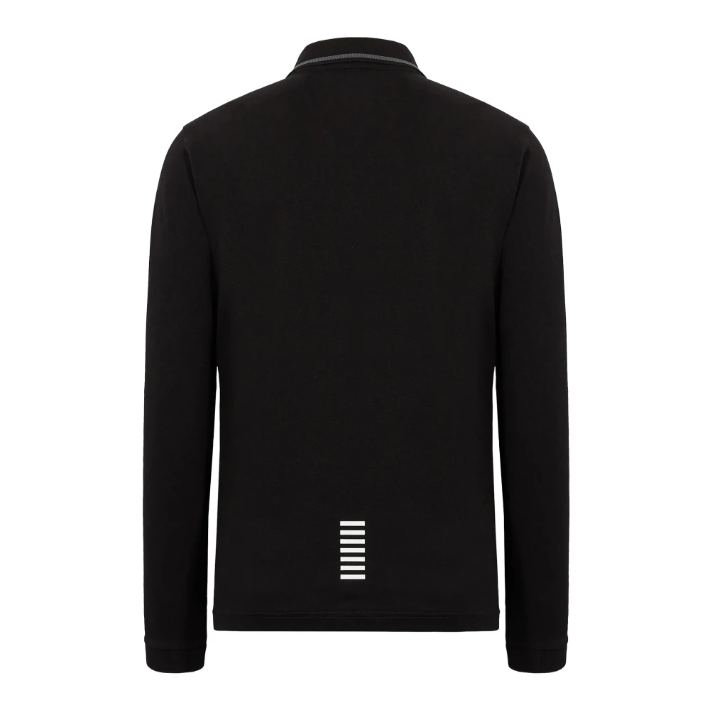 Emporio Armani EA7 Stretch Katoenen Polo met Lange Mouwen Black Heren