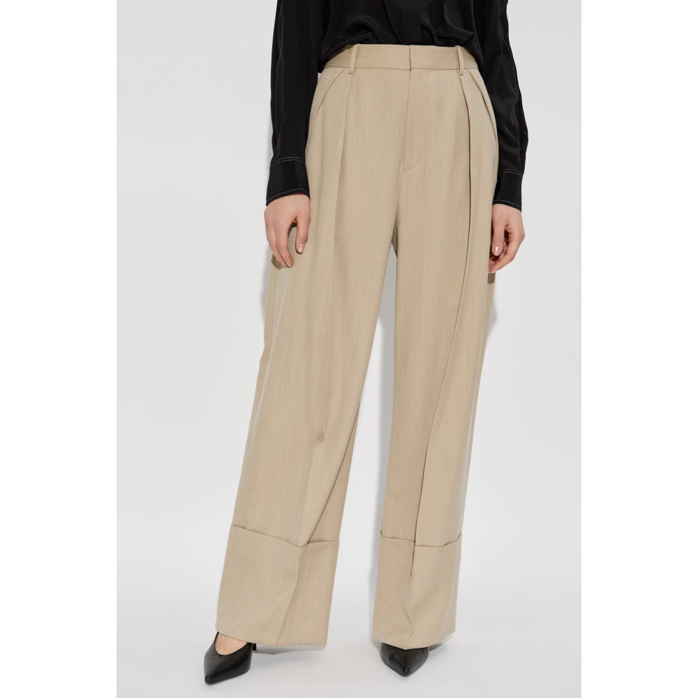 Victoria Beckham Wijde broek Beige Dames