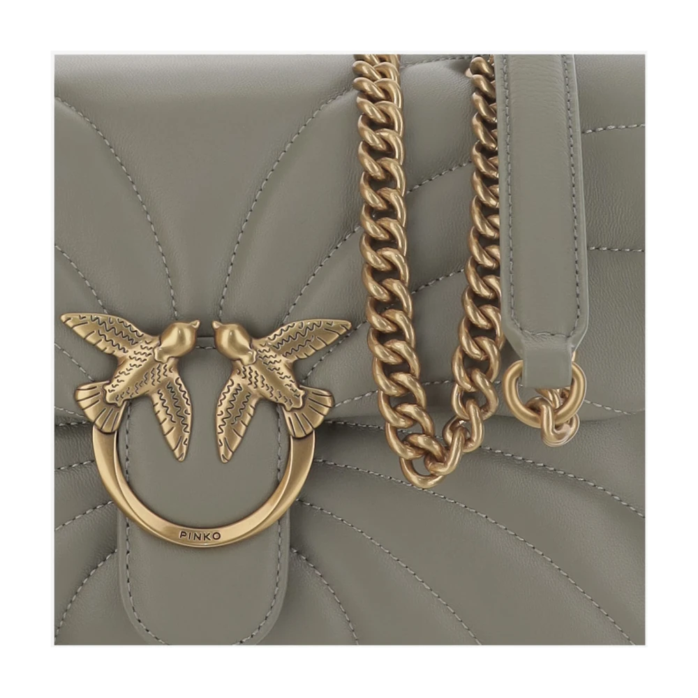 pinko Gewatteerde Leren Vlindertas Love Birds Green Dames
