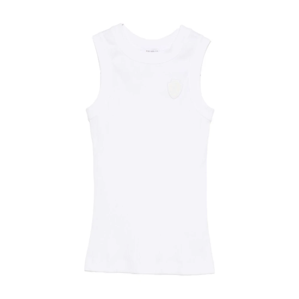 Brunello Cucinelli Women's White Sleeveless Tops, Xs, Mg902vt100c159 Tank Top