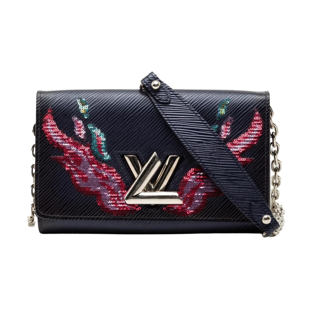 Louis Vuitton Vintage Women's Blue Pre-Owned Epi Leather Chain Wallet With Sequin Embellishment