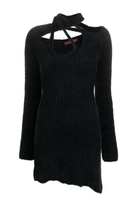 black-knit-crossover-dress