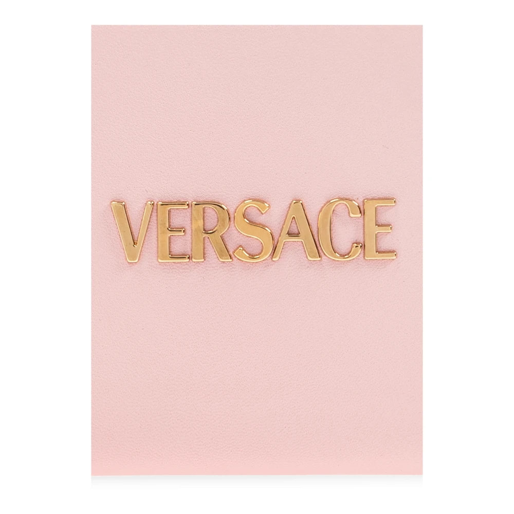 Versace Leren portemonnee met logo Pink Dames