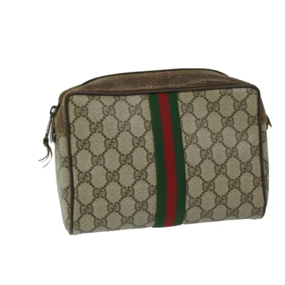 Gucci Vintage Pre-owned Leather clutches Beige Dames