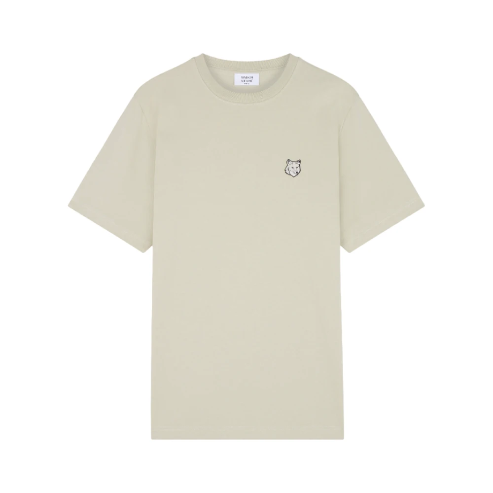Maison Kitsuné Beige Katoenen Logo T-shirt Beige Heren