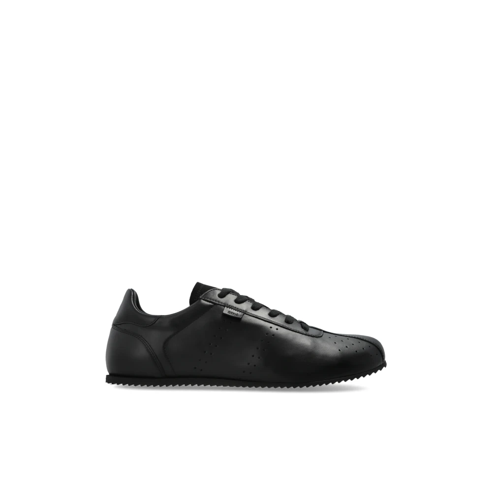 Ami Paris Gladleren Lage Step Sneakers Heren Schoenen Zwart