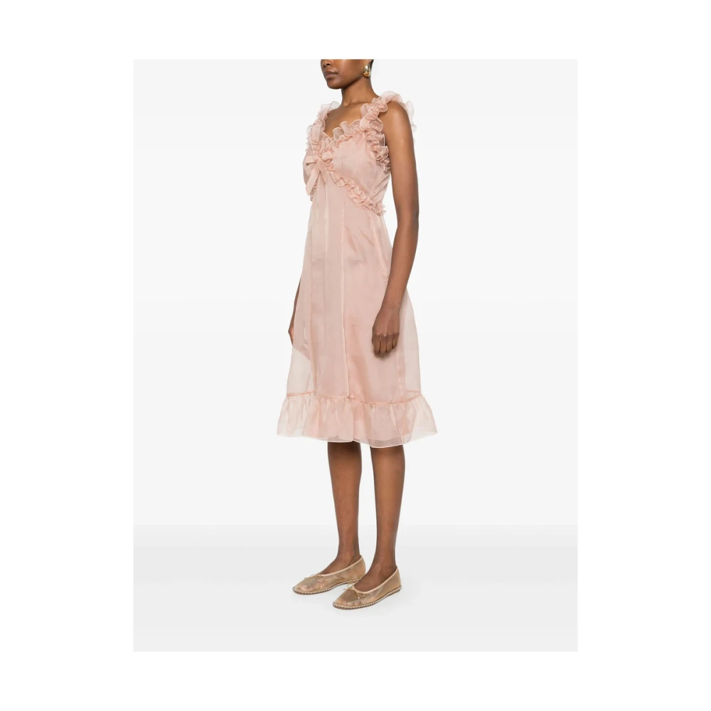 Alessandra Rich Blush Pink V-Hals Mouwloze Jurk Pink Dames