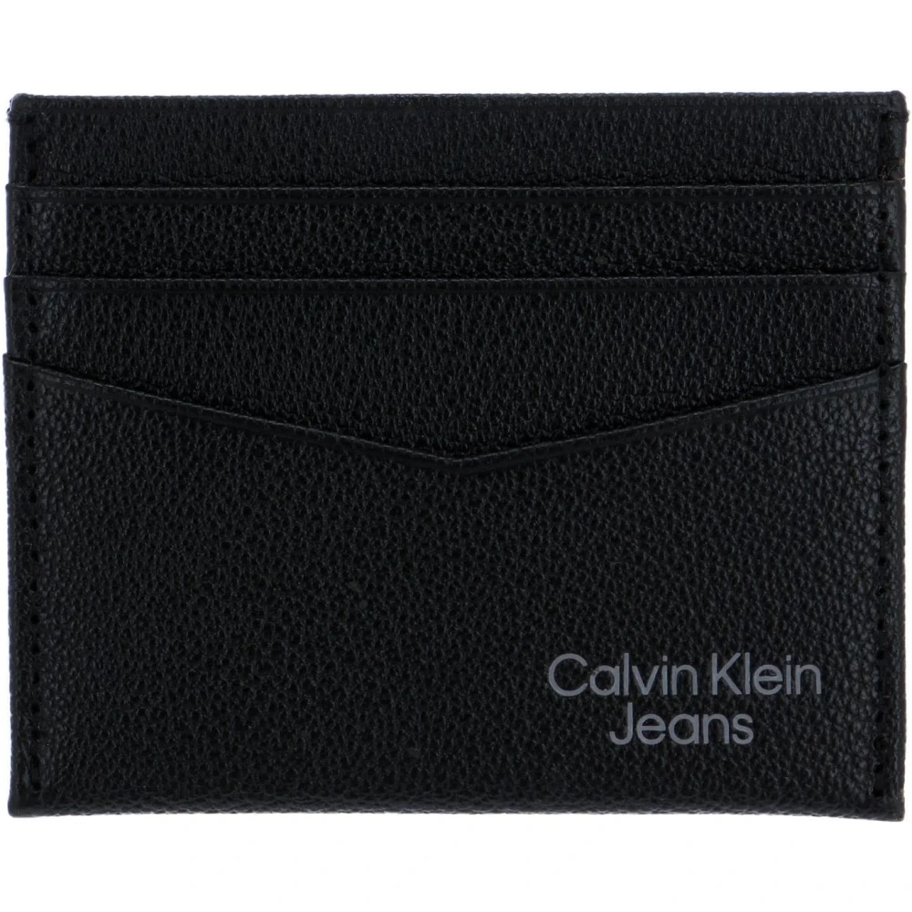 Calvin Klein Heren Portemonnee Zwart Lederen Kaarthouder Black Heren