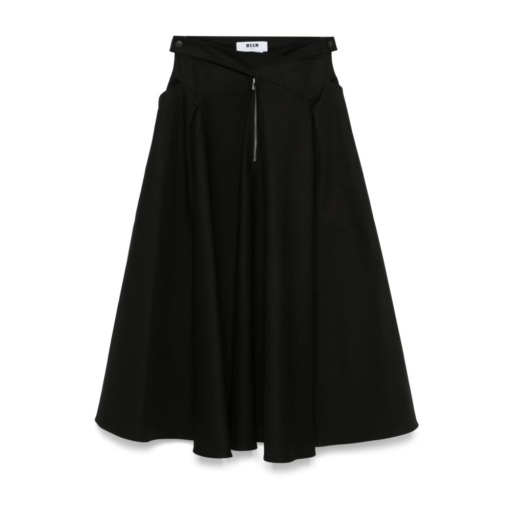 Msgm Zwarte Geplooide Rok met Zakken Black Dames