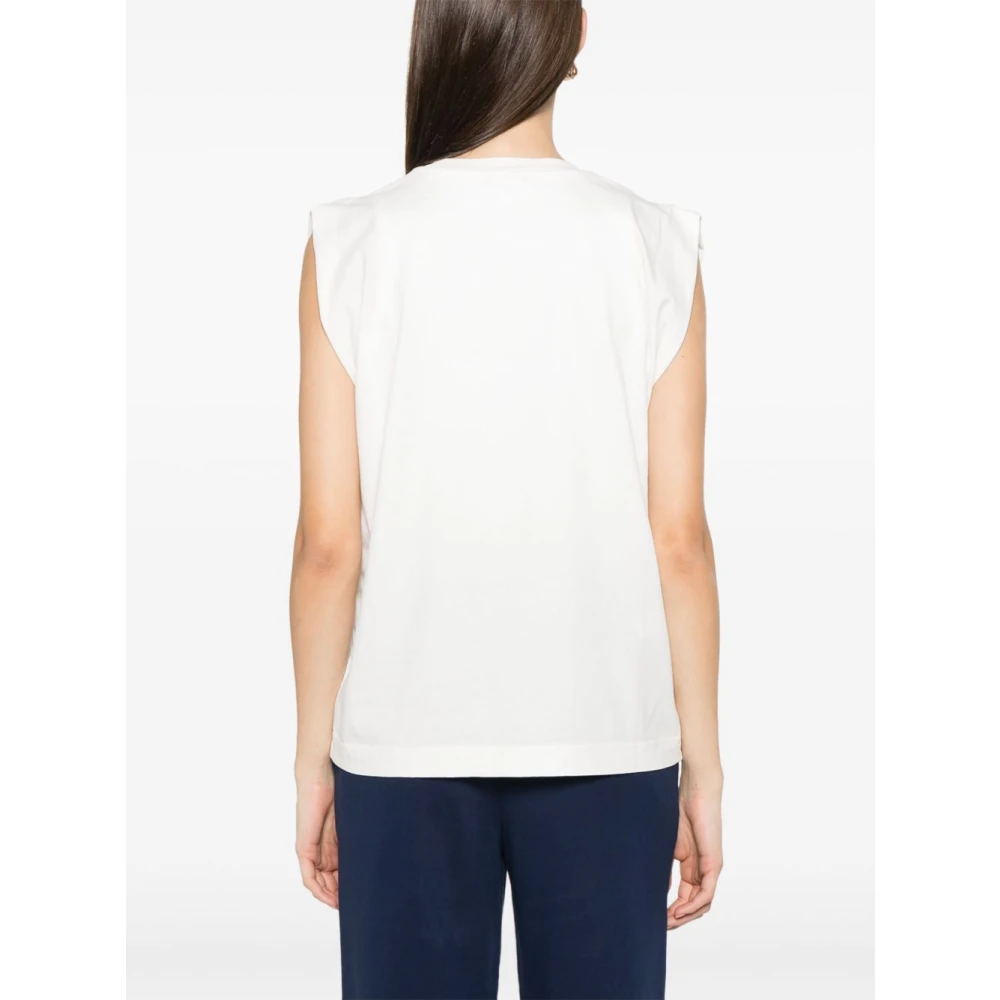 pinko Witte Crew Neck Mouwloze Tops White Dames