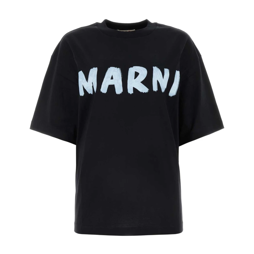 Marni Oversized Zwart Katoenen T-shirt Black Dames