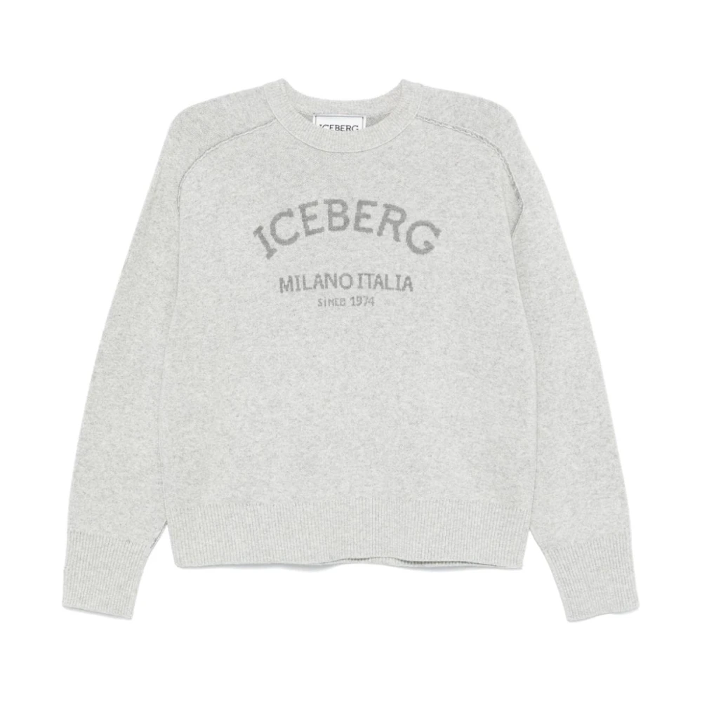 Iceberg Grijze Gebreide Trui met Jacquard Motief Gray Dames