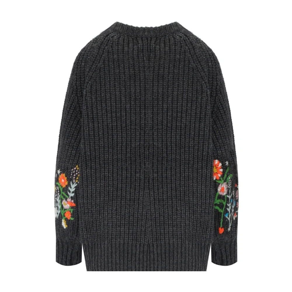 Essentiel Antwerp Donkergrijze Bloemrijke Crewneck Jumper Multicolor Dames