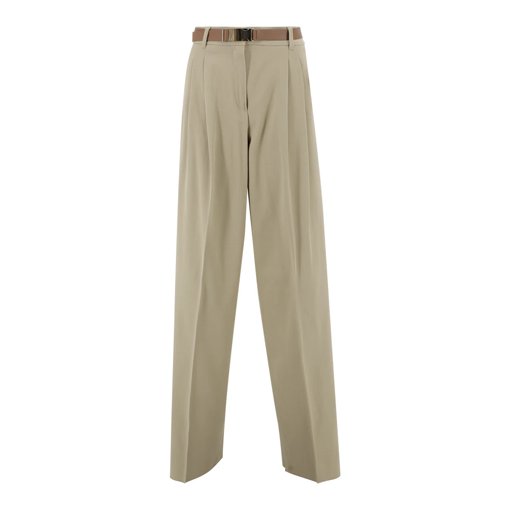 Max Mara Studio Beige Broek met Franse Zakken Beige Dames
