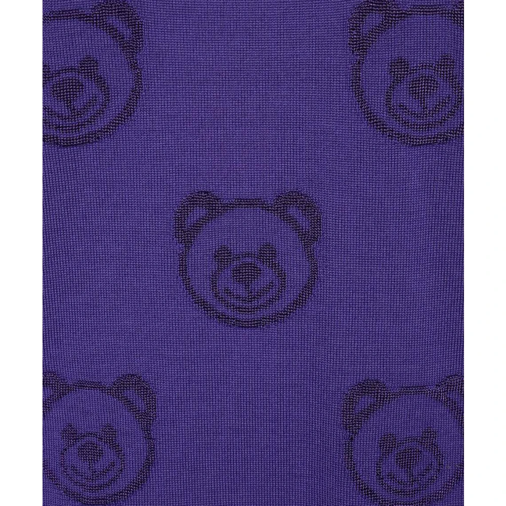 Moschino Wollen Jurk met Monogram Borduursel Purple Dames