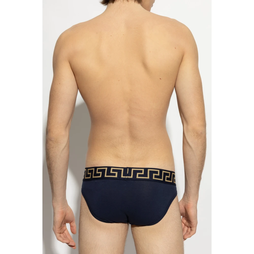 Versace Katoenen slips Blue Heren