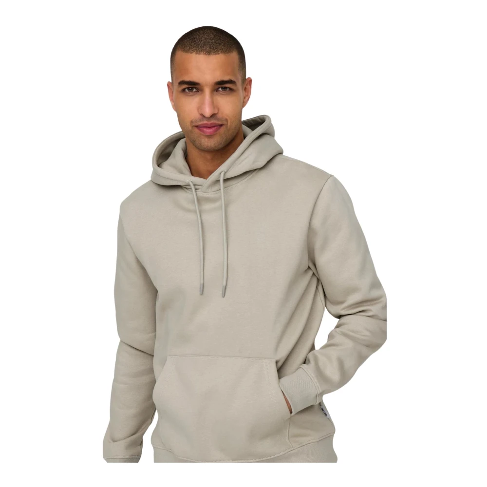Only & Sons Casual Hoodie Sweatshirt Gray Heren