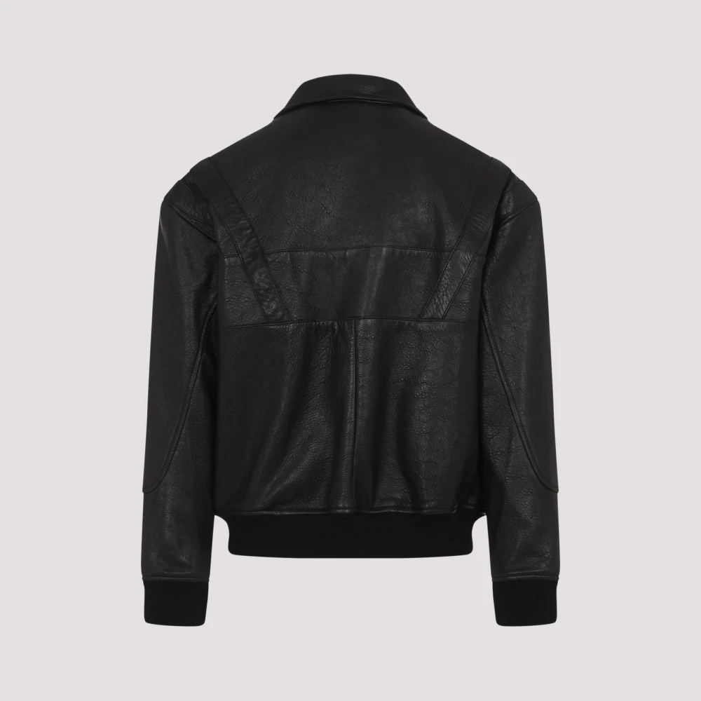 Saint Laurent Zwarte leren jas voor heren Black Heren