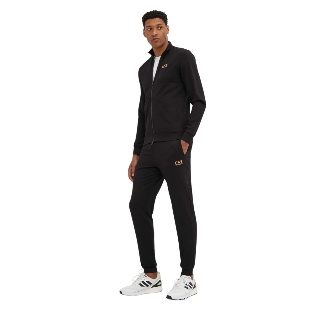 Ea7 Tuta In Cotone Con Zip E Collo Montante Core Identity - Immagine 3