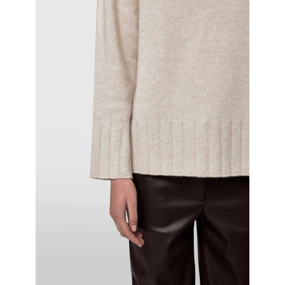 Alpha Studio Trui met ronde hals en wijde mouwen Beige Dames