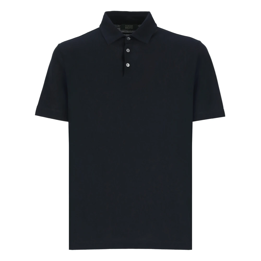 Zanone Men's Blue Polo Shirts, 3XL, Cotton Polo Shirt With Collar