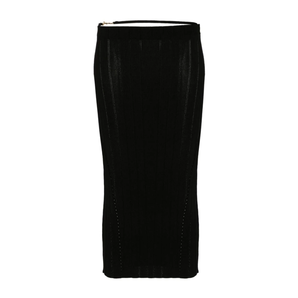 Jacquemus Zwart Geribbeld Gebreid Pencil Rok Black Dames