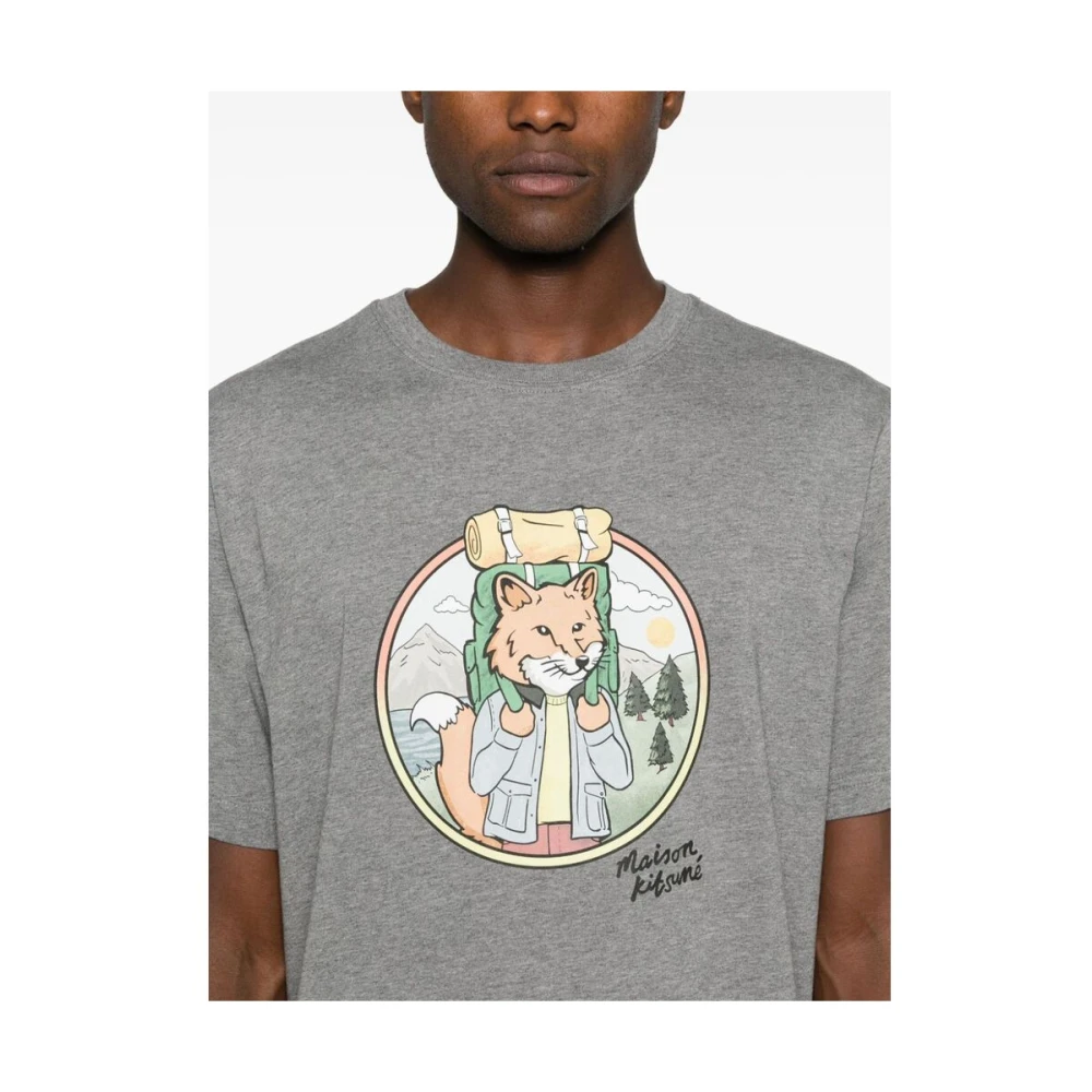 Maison Kitsuné Vos Print Jersey T-shirt Gray Heren