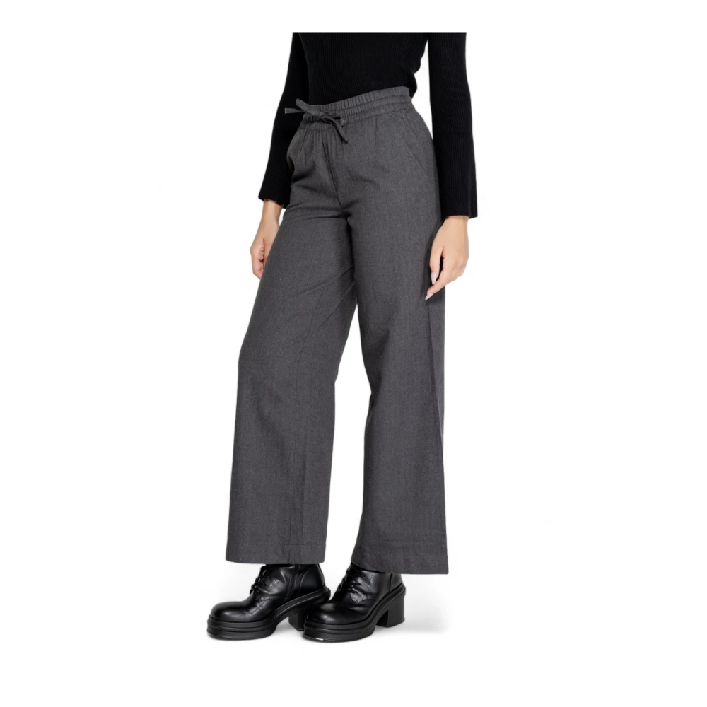 Jacqueline de Yong Wijde Pijp Geweven Broek Herfst Winter Collectie Gray Dames