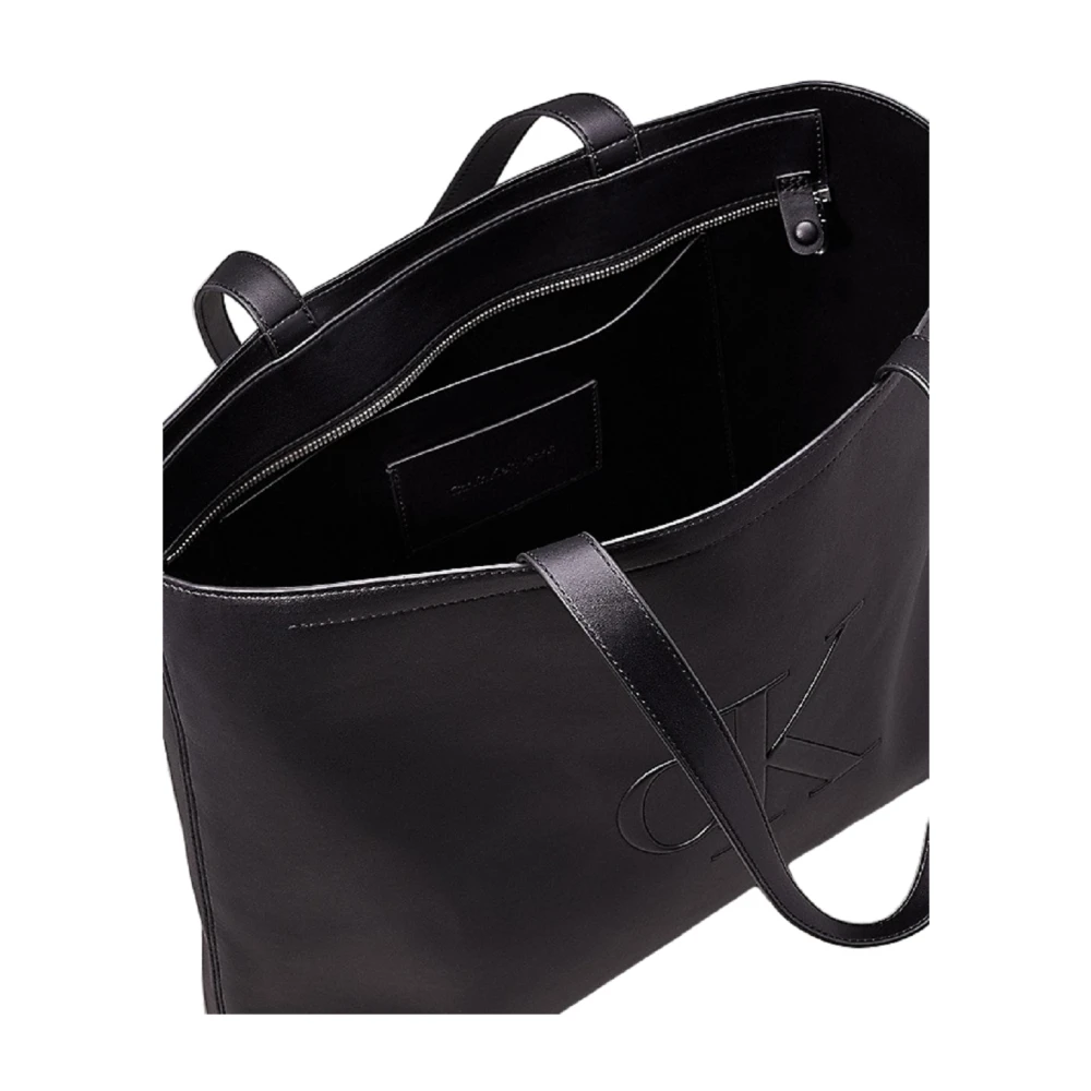 Calvin Klein Zwarte Eco Leren Tote Tas Black Dames