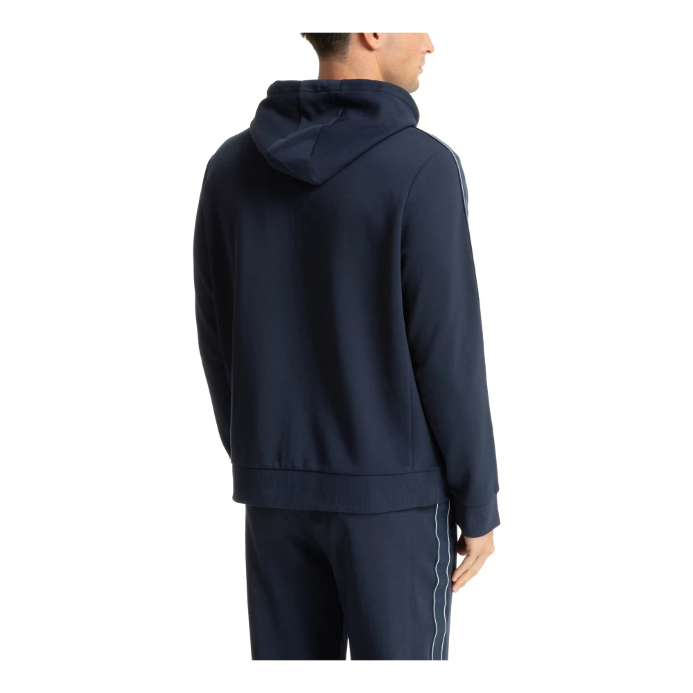 Michael Kors Plain Hoodie met Trekkoord en Rits Blue Heren