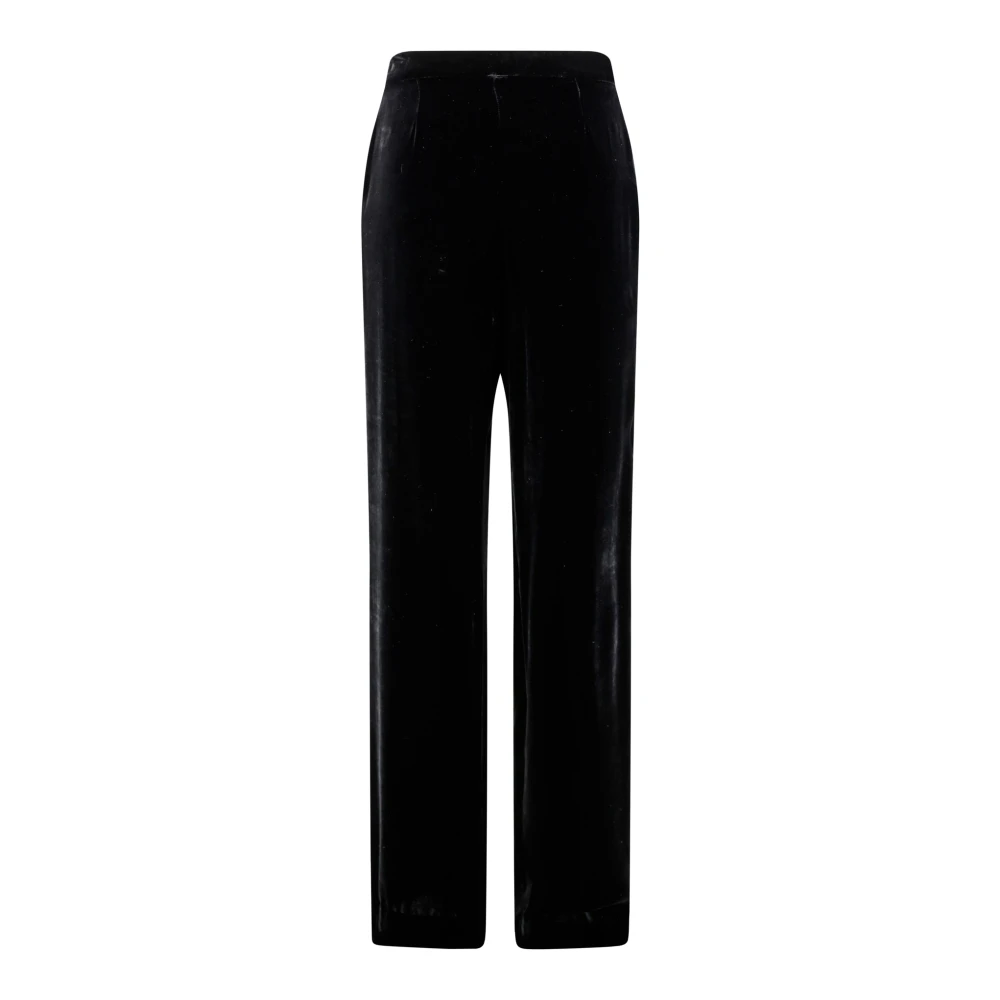 P.a.r.o.s.h. Fluweel Hoge Taille Zwarte Broek Black Dames