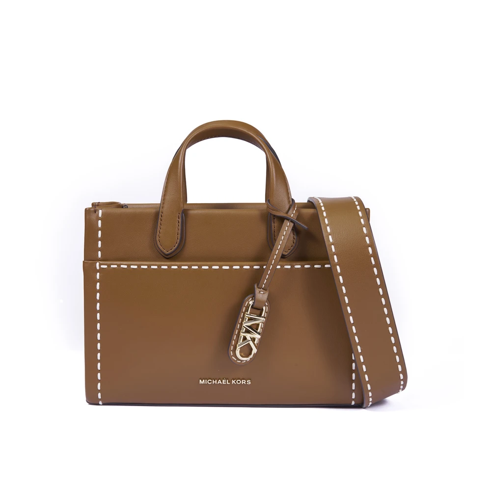Michael Kors Bruine ritssluiting schoudertas met logo Brown Dames
