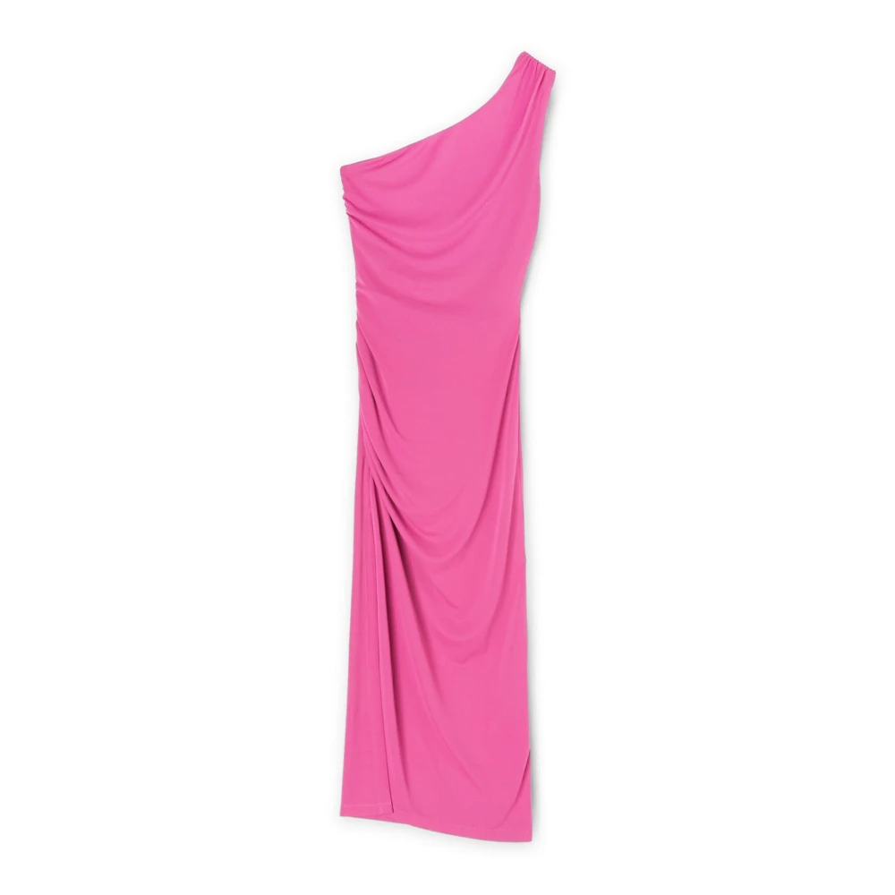 Motivi Een-schouder Jurk met Ruches Pink Dames