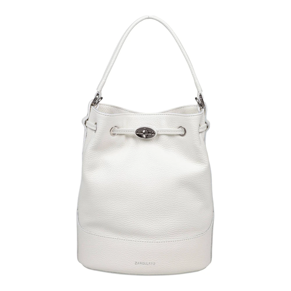 Zanellato Melkleren Bucket Bag Draaivergrendeling White Dames