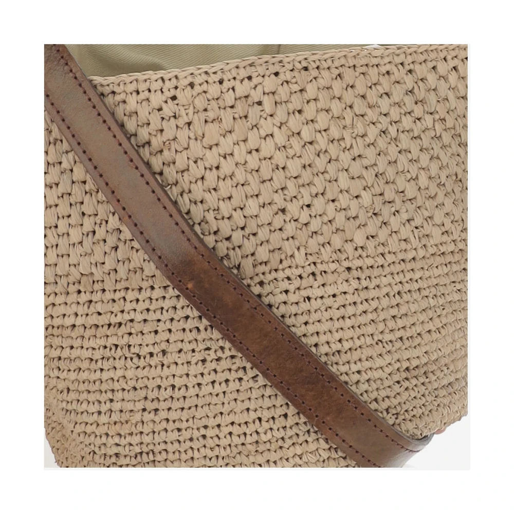 Ibeliv Schoudertas gemaakt van natuurlijke raffia. Interne trekkoordsluiting. Eén verstelbare leren schouderband. Enkel compartiment. Gemaakt in Madagaskar. Samenstelling: 100% raffia. Beige Dames