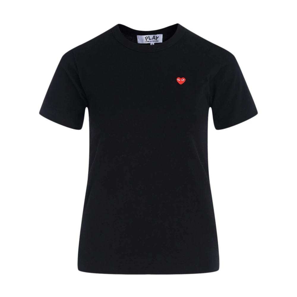 Comme des Garçons Play Svart kortärmad T-shirt med litet rött hjärta Black, Dam