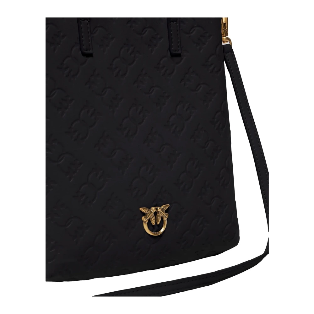 pinko Leren Handtas Samenstelling Model 102746 Black Dames