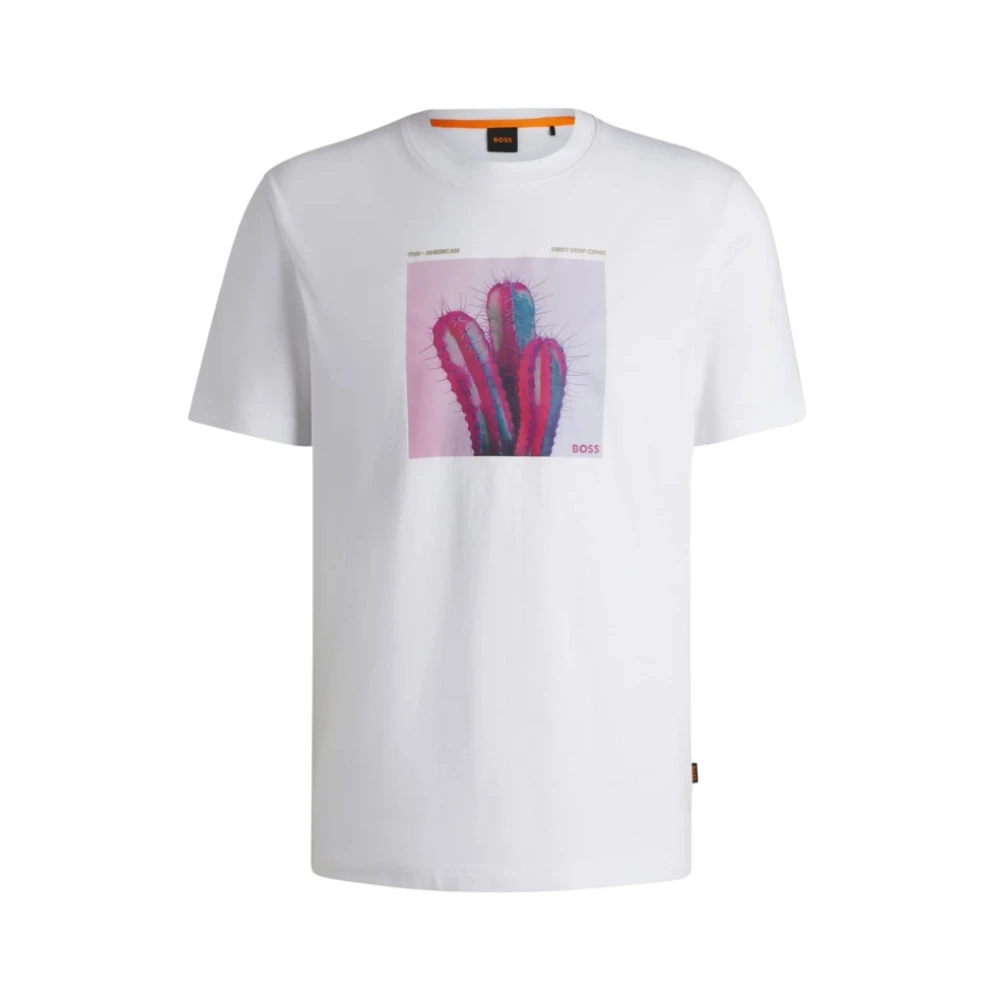 Hugo Boss Katoenen Ronde Hals T-shirt Wit White Heren
