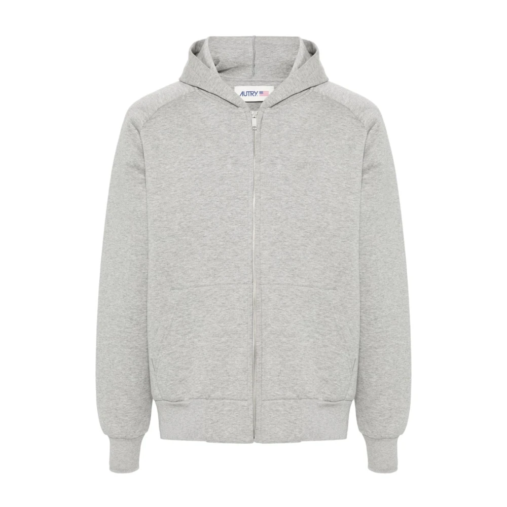 Autry Heather Grey Zip-Through Hoodie Gray, Herr