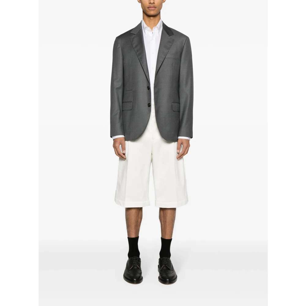 Thom Browne Witte katoenen weefsel serge shorts White Heren