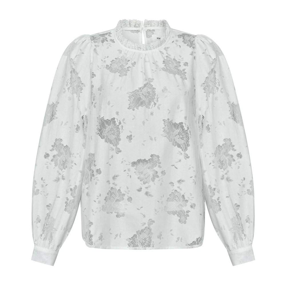 Sofie Schnoor Feminine blouse met pofmouwen en kanten details Gray Dames