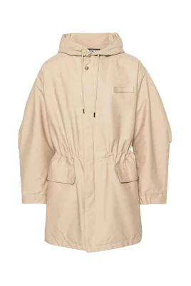 Beige Vattentät Jacka med Plisseringar