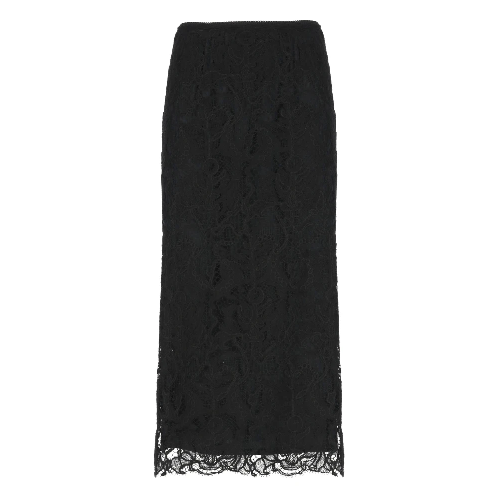 Fabiana Filippi Zwarte Kanten Rok met Drukknoopsluiting Black Dames