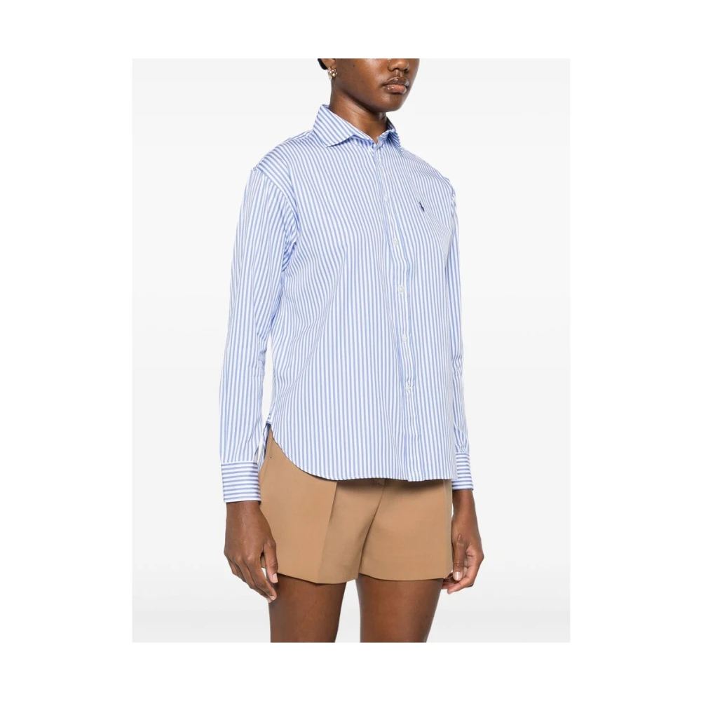 Ralph Lauren Gedrukte Poplin Oversized Blouse Blue Dames