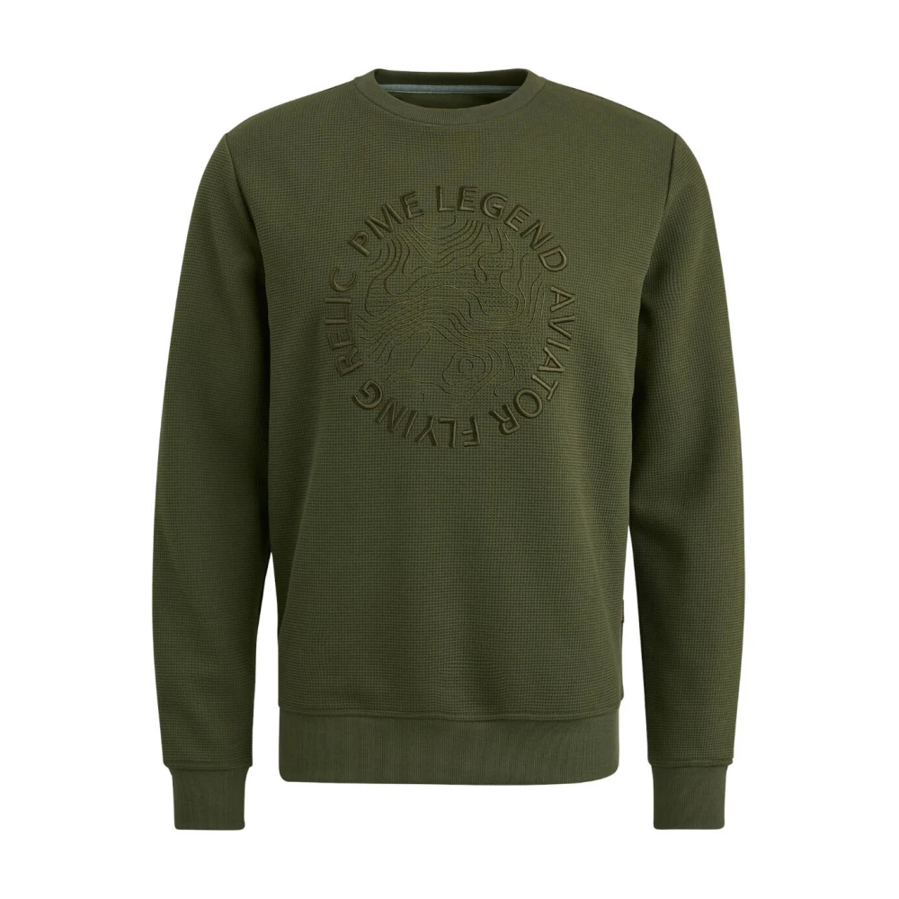 PME Legend Waffle Jersey Crewneck Pullover Psw2408429 Green Heren