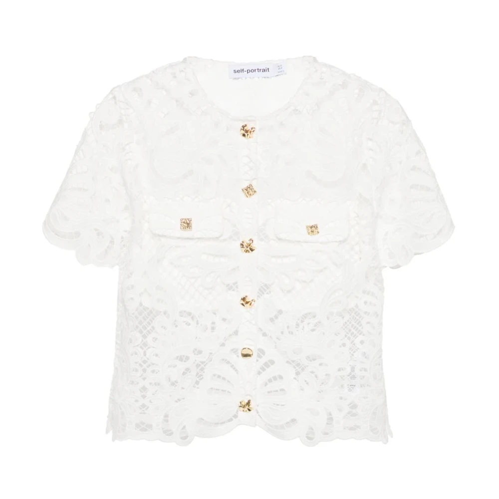 Self Portrait Blonde Top Wit Shirt White Dames