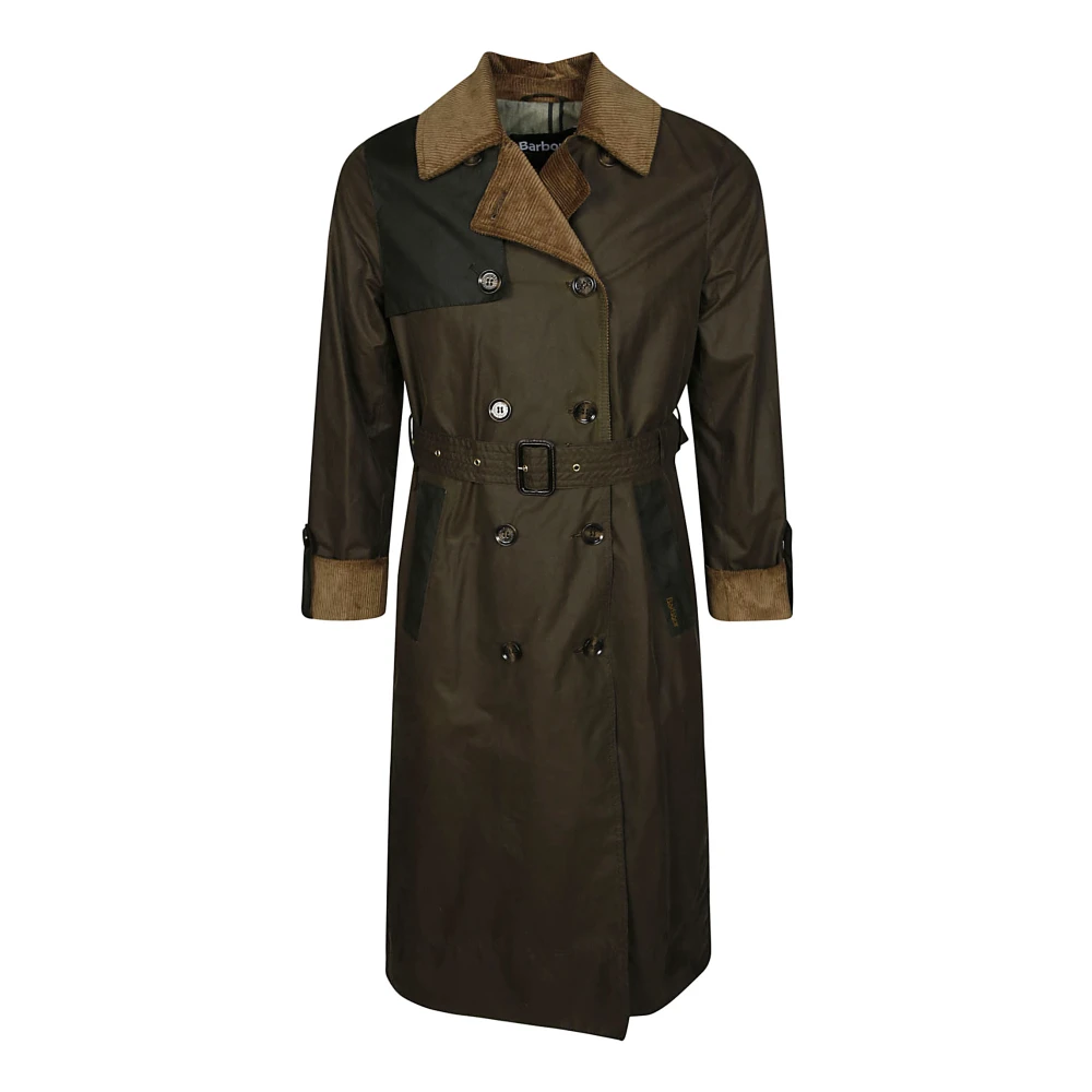 Barbour Lange Wax Trenchcoat Green Dames