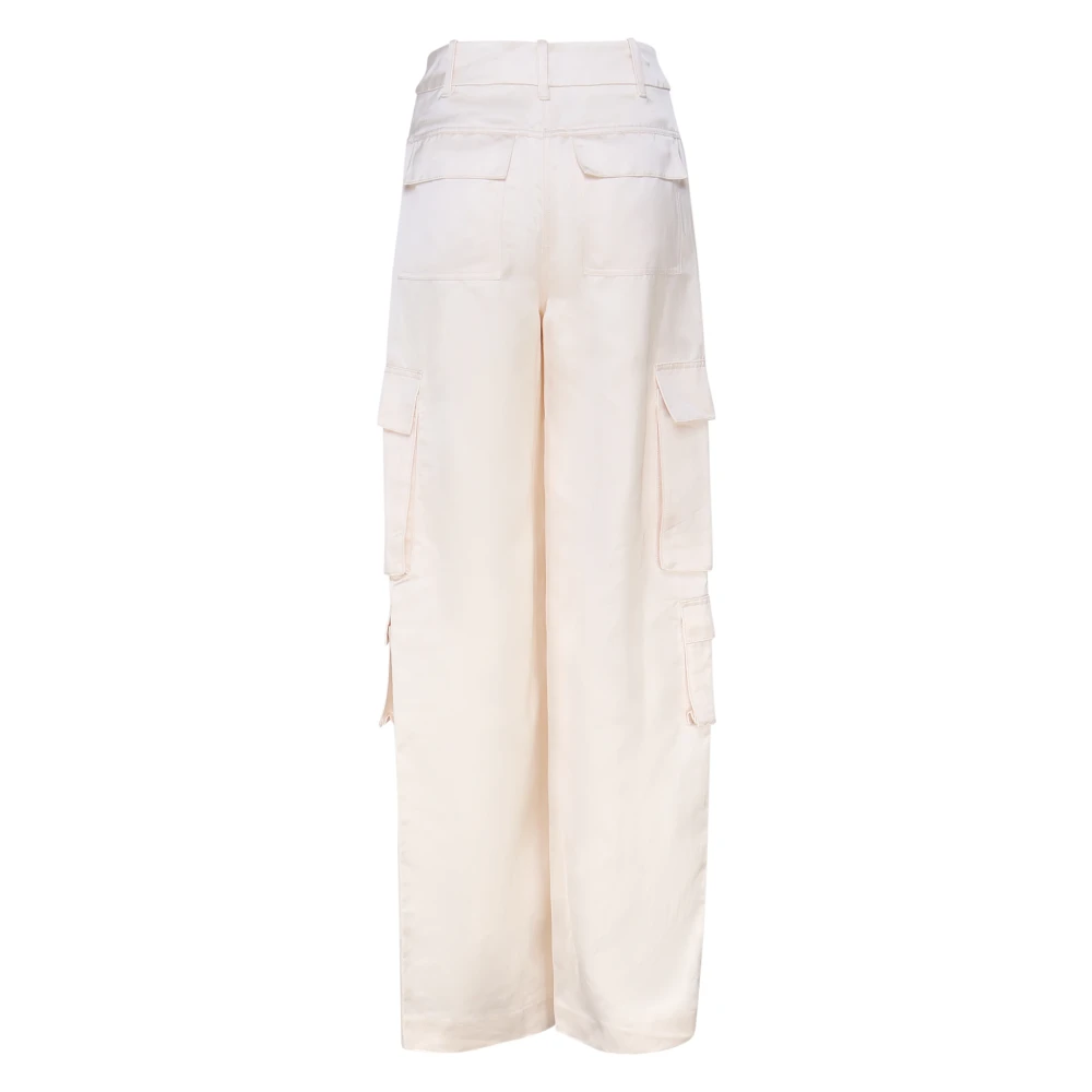 Self Portrait Satin Cargo Broek Room Linnen White Dames