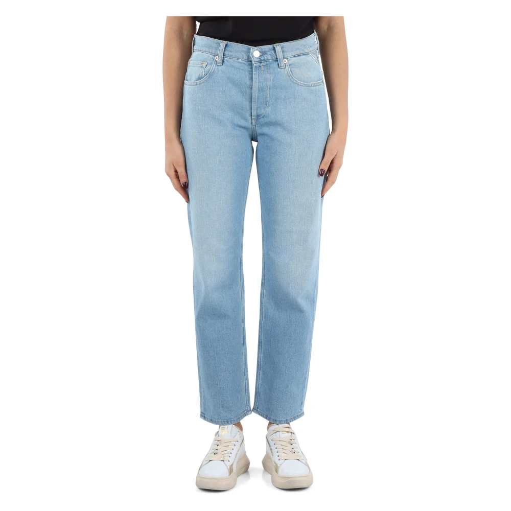 Replay Straight Fit Jeans met Hoge Taille Blue Dames